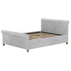 Vittorio Double Bed, Crushed Velvet Silver