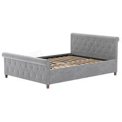 Vittorio Double Bed, Light Grey Velvet