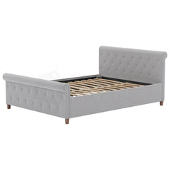 Vittorio Double Bed, Light Grey Linen