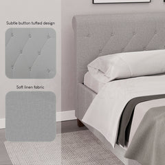 Vittorio Double Bed, Light Grey Linen