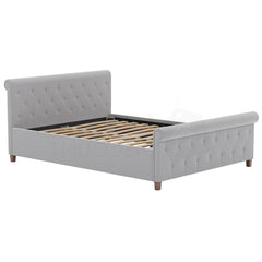 Vittorio King Size Bed, Light Grey Linen