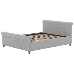 Vittorio King Size Bed, Light Grey Linen