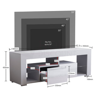 Luna 2 Drawer LED TV Unit, White