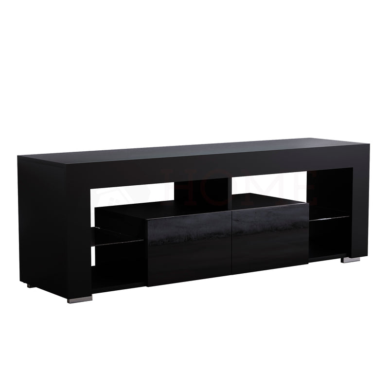 Luna 2 Drawer LED TV Unit, Black