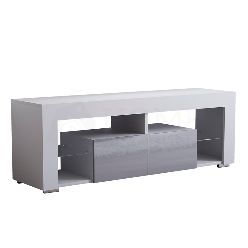 Luna 2 Drawer LED TV Unit, White & Grey