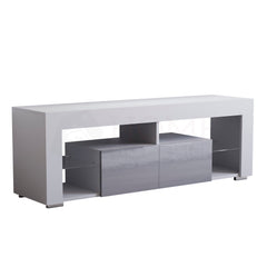 Luna 2 Drawer LED TV Unit, White & Grey