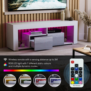 Luna 2 Drawer LED TV Unit, White & Grey