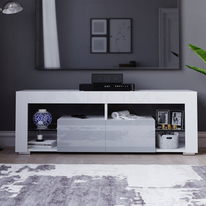 Luna 2 Drawer LED TV Unit, White & Grey