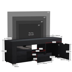 Eclipse 2 Door 1 Drawer LED TV Unit, Black