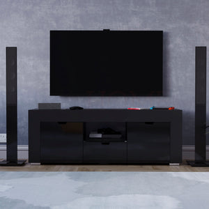 Eclipse 2 Door 1 Drawer LED TV Unit, Black