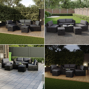 Islay 6 Seater Rattan Set, Black UKFR