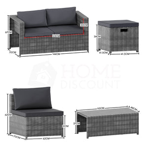 Islay 6 Seater Rattan Set, Grey UKFR