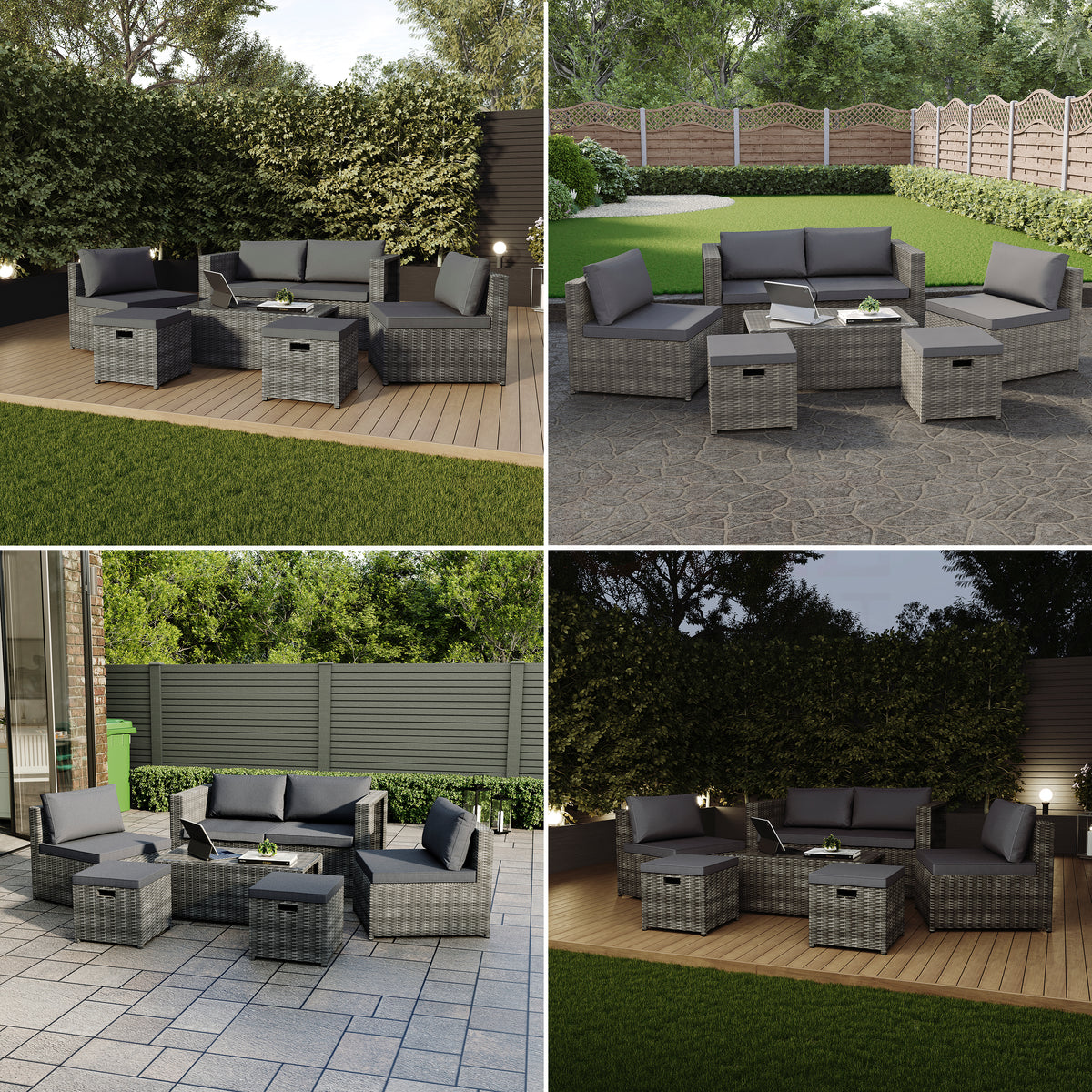 Islay 6 Seater Rattan Set, Grey UKFR
