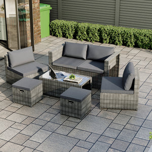 Islay 6 Seater Rattan Set, Grey UKFR