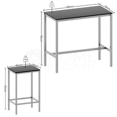 Roslyn 2 Seater Bar Table Set, Black