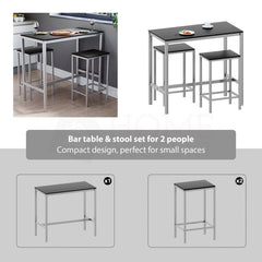 Roslyn 2 Seater Bar Table Set, Black