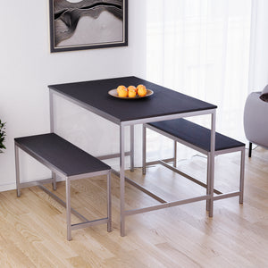 Roslyn 4 Seater Dining Table With Bench Set, Black