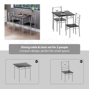 Roslyn 2 Seater Dining Set, Black