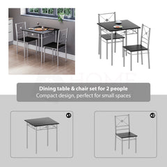 Roslyn 2 Seater Dining Set, Black