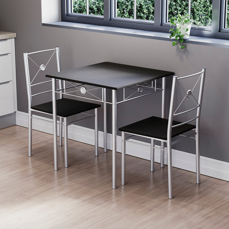 Roslyn 2 Seater Dining Set, Black