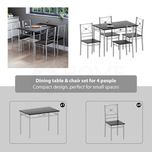 Roslyn 4 Seater Dining Set, Black