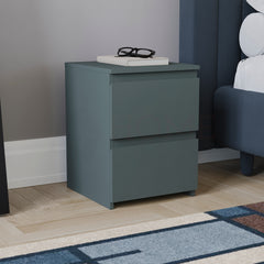 Denver 2 Drawer Bedside Chest, Jasper Green