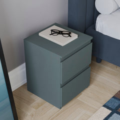 Denver 2 Drawer Bedside Chest, Jasper Green