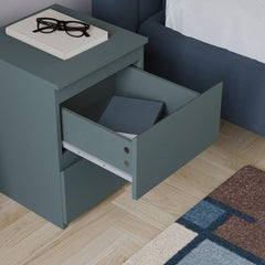 Denver 2 Drawer Bedside Chest, Jasper Green