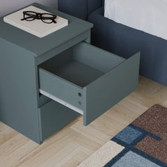 Denver 2 Drawer Bedside Chest, Jasper Green