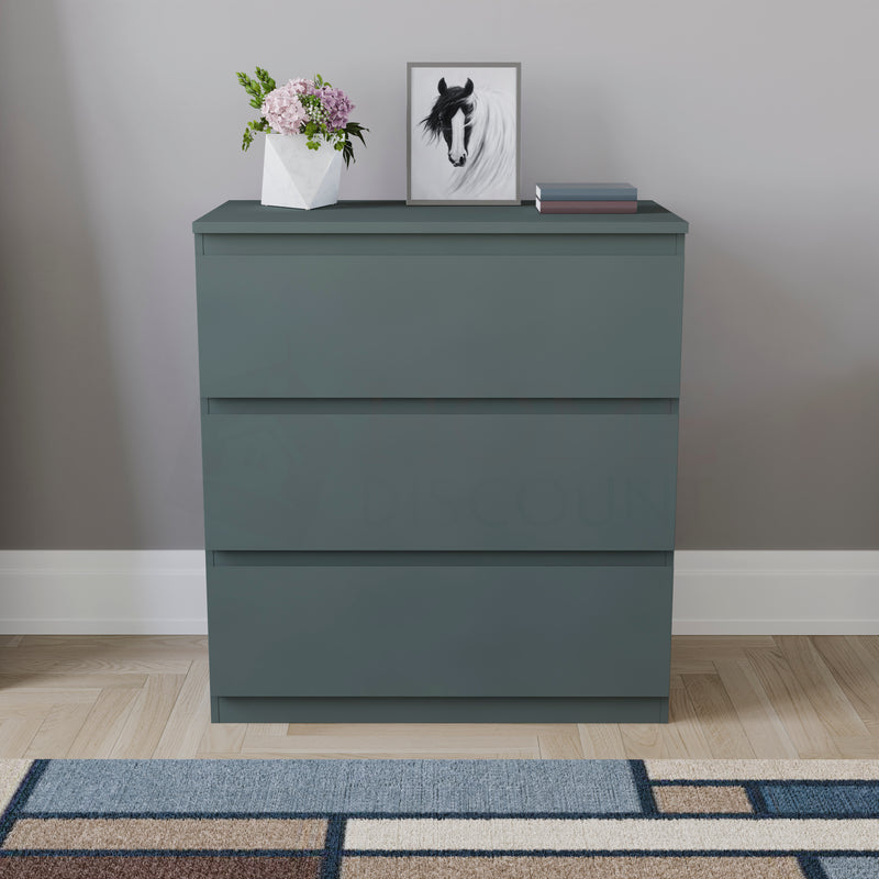 Denver 3 Drawer Chest, Jasper Green