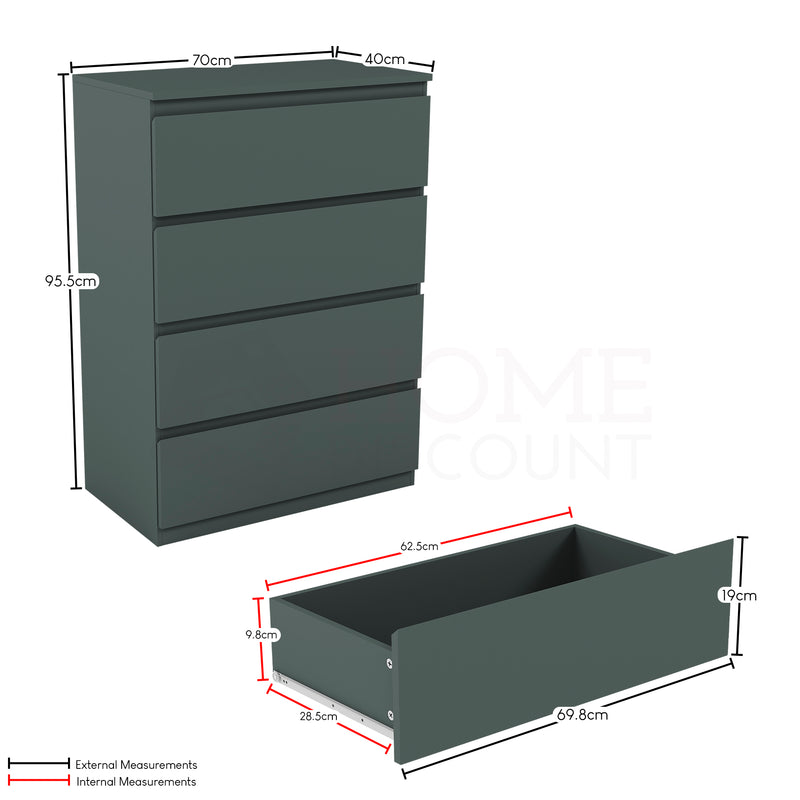 Denver 4 Drawer Chest, Jasper Green