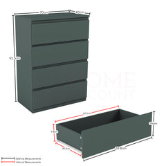 Denver 4 Drawer Chest, Jasper Green