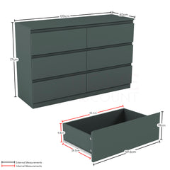 Denver 6 Drawer Chest, Jasper Green