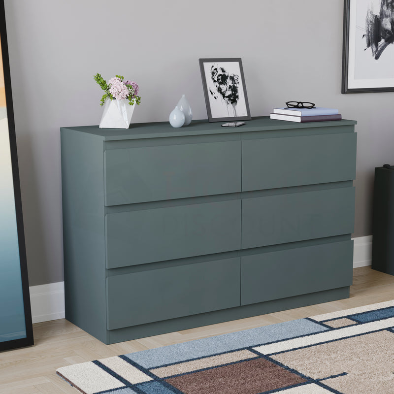 Denver 6 Drawer Chest, Jasper Green
