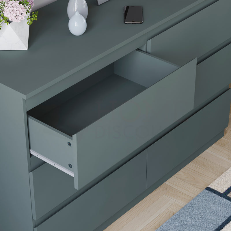 Denver 6 Drawer Chest, Jasper Green