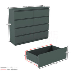 Denver 8 Drawer Chest, Jasper Green