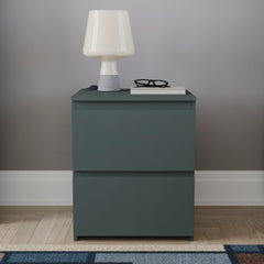 Denver 2 Drawer Large Bedside Chest, Jasper Green