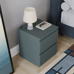 Denver 2 Drawer Large Bedside Chest, Jasper Green