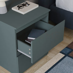 Denver 2 Drawer Large Bedside Chest, Jasper Green