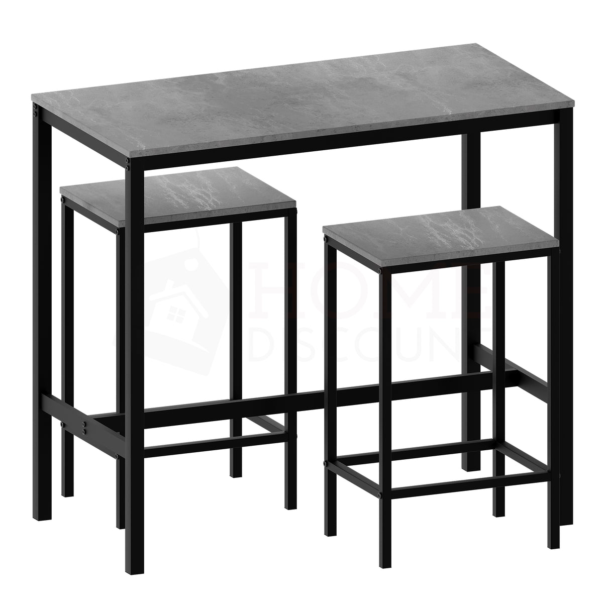 Roslyn 2 Seater Bar Table Set, Concrete Grey