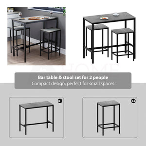 Roslyn 2 Seater Bar Table Set, Concrete Grey
