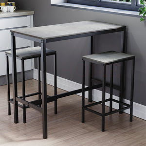 Roslyn 2 Seater Bar Table Set, Concrete Grey