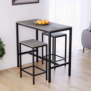 Roslyn 2 Seater Bar Table Set, Concrete Grey