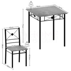 Roslyn 2 Seater Dining Set, Concrete Grey