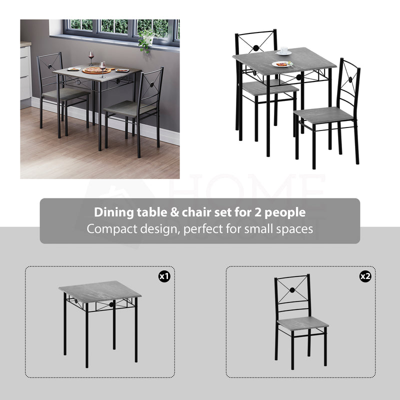 Roslyn 2 Seater Dining Set, Concrete Grey
