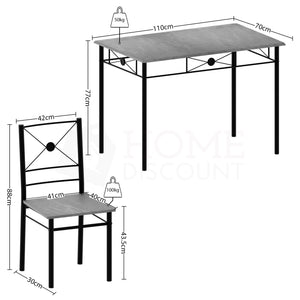 Roslyn 4 Seater Dining Set, Concrete Grey