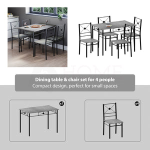 Roslyn 4 Seater Dining Set, Concrete Grey