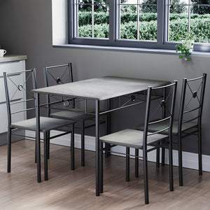 Roslyn 4 Seater Dining Set, Concrete Grey
