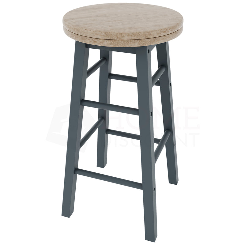 Wooden Revolving Bar Stool, Grey