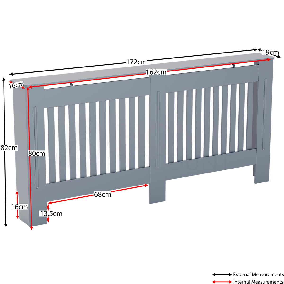 Chelsea Radiator Cover, Dark Grey, Extra Large